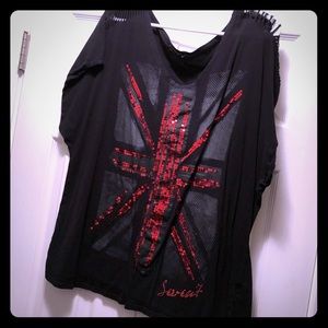 Seven7 British Flag 80s Style Tee Size 22/24